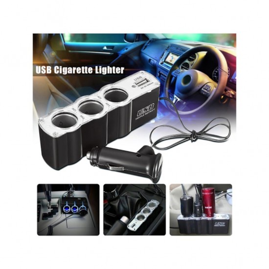 3 Çıkışlı 12/24 Volt Oto Çakmaklık Çoklayıcı + 1 USB Çıkışlı
