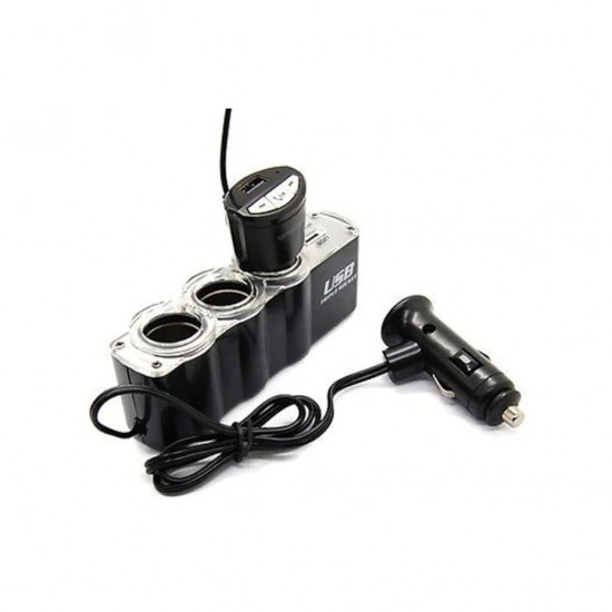 3 Çıkışlı 12/24 Volt Oto Çakmaklık Çoklayıcı + 1 USB Çıkışlı