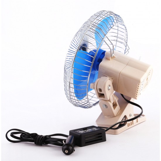 Araç İçi Mandallı 12V 8" Oto Vantilatör - 2 Kademe Hız Ayarlı