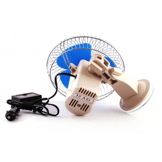 Araç İçi Vantuzlu 12V 6" Oto Vantilatör - 2 Kademe Hız Ayarlı