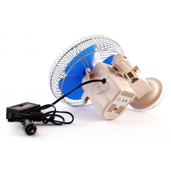 Araç İçi Vantuzlu 12V 6" Oto Vantilatör - 2 Kademe Hız Ayarlı