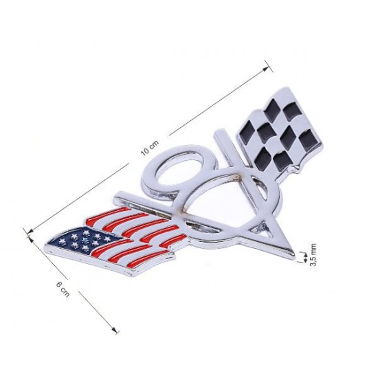 V8 Bayraklı Döküm Krom Arma