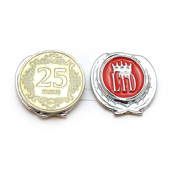 2li Mini Boy Düğme Arma - Döküm LTD Krom Düğme Arma - Kırmızı