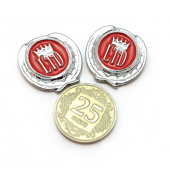 2li Mini Boy Düğme Arma - Döküm LTD Krom Düğme Arma - Kırmızı