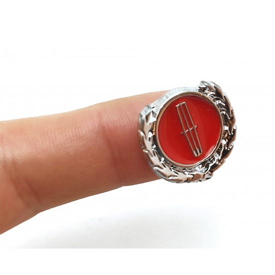 2li Mini Boy Düğme Arma - Döküm Çelenk Krom Düğme Arma - Kırmızı