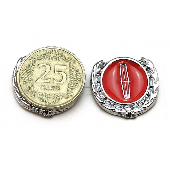 2li Mini Boy Düğme Arma - Döküm Çelenk Krom Düğme Arma - Kırmızı