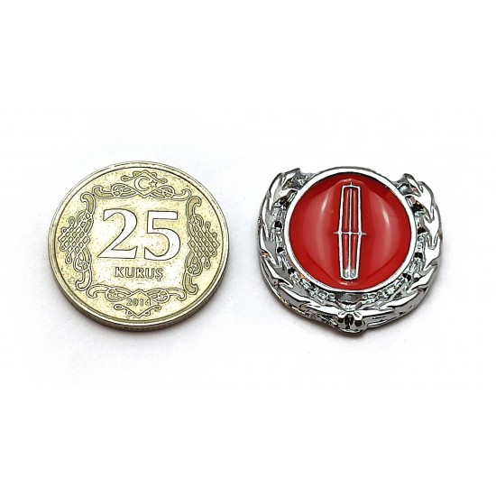 2li Mini Boy Düğme Arma - Döküm Çelenk Krom Düğme Arma - Kırmızı