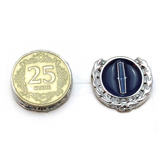 2li Mini Boy Düğme Arma - Döküm Çelenk Krom Düğme Arma - Lacivert