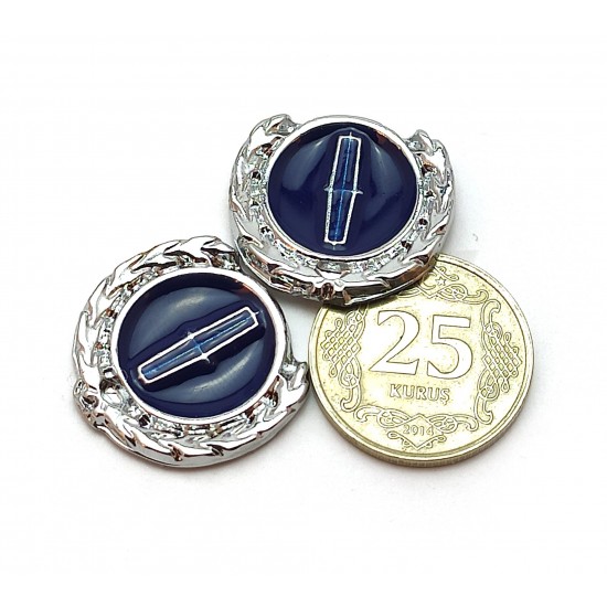 2li Mini Boy Düğme Arma - Döküm Çelenk Krom Düğme Arma - Lacivert