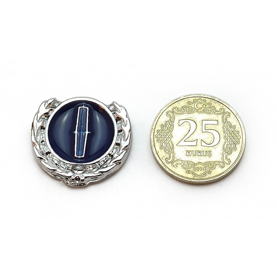 2li Mini Boy Düğme Arma - Döküm Çelenk Krom Düğme Arma - Lacivert