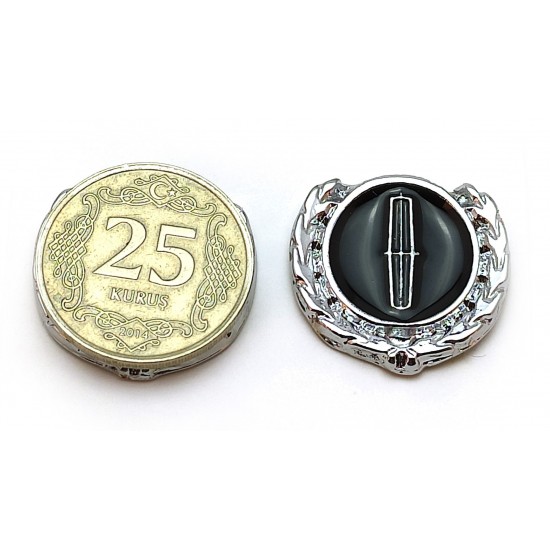 2li Mini Boy Düğme Arma - Döküm Çelenk Krom Düğme Arma - Siyah