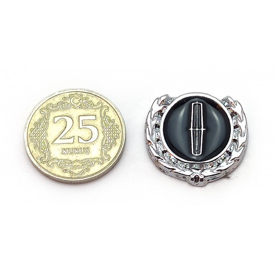 2li Mini Boy Düğme Arma - Döküm Çelenk Krom Düğme Arma - Siyah