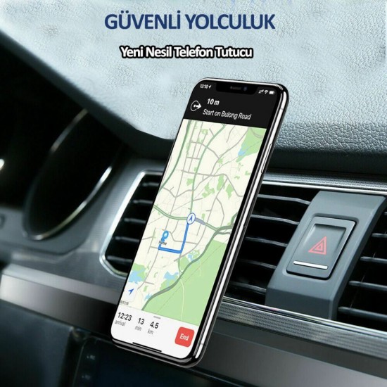 Mıknatıslı Manyetik Havalandırma Araç L Tipi Telefon Tutucu - Gri
