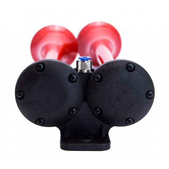 Havalı Korna 2 Borulu Düz Ses 24V - Kırmızı Boyalı