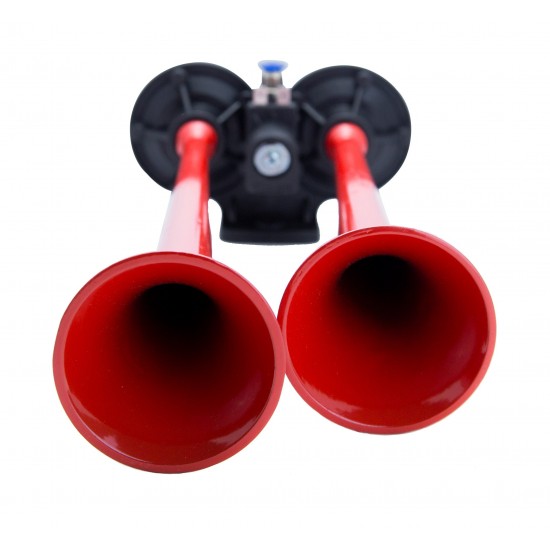 Havalı Korna 2 Borulu Düz Ses 24V - Kırmızı Boyalı