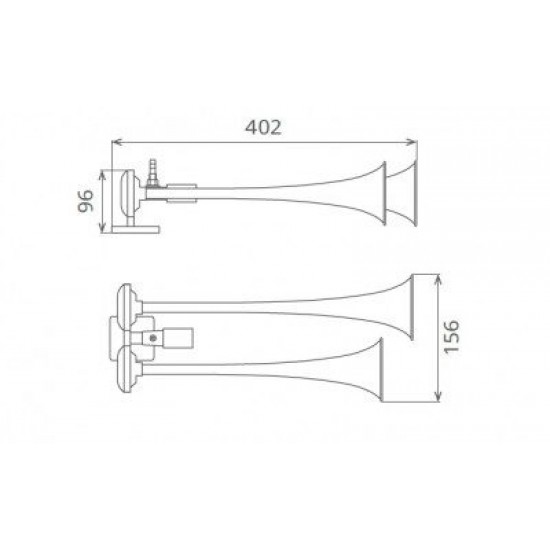 Havalı Korna 2 Borulu Düz Ses 24V - Kırmızı Boyalı