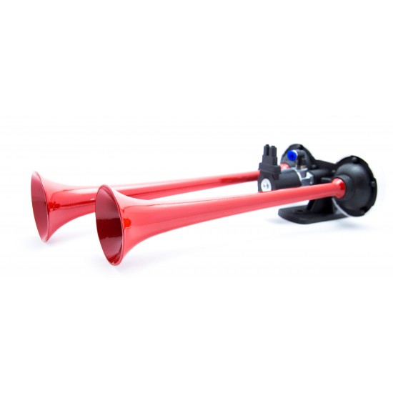Havalı Korna 2 Borulu Düz Ses 24V - Kırmızı Boyalı