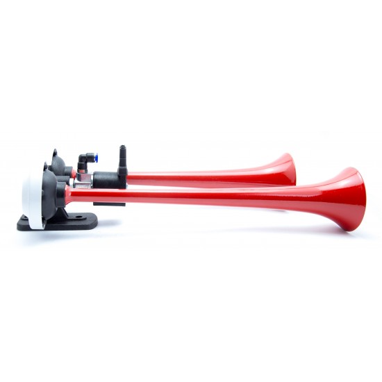 Havalı Korna 2 Borulu Düz Ses 24V - Kırmızı Boyalı