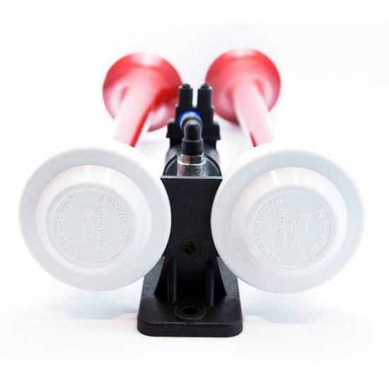 Havalı Korna 2 Borulu Düz Ses 24V - Kırmızı Boyalı