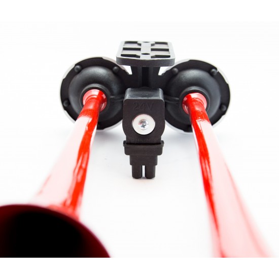 Havalı Korna 2 Borulu Düz Ses 24V - Kırmızı Boyalı