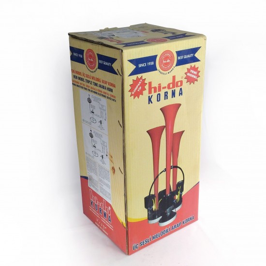 3 Borulu Düz Sesli Havalı Korna 12V