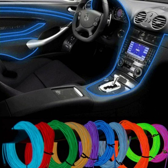 Araç İçi Torpido Mavi Kurdele Led, Halat Neon, Halat Led 2 metre