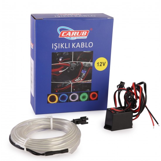 Araç İçi Torpido Buz Mavisi Kurdele Led, Halat Neon, Halat Led 2 metre
