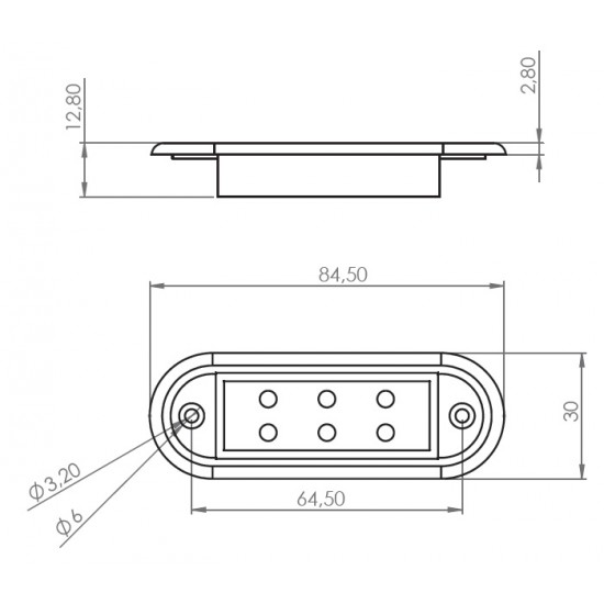 6 Led Universal Plate Lamp 12/24V Blue