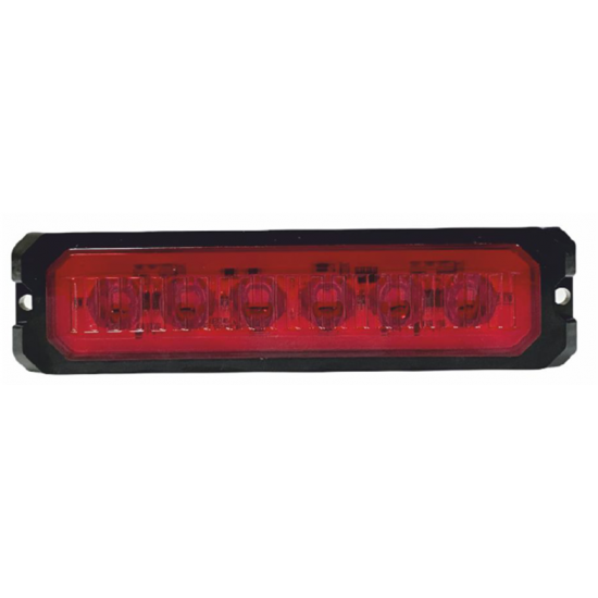 Otomatik Parmak Led Lamba Mercekli Flaşlı 10 cm 6 Led 12V / 24V Kırmızı