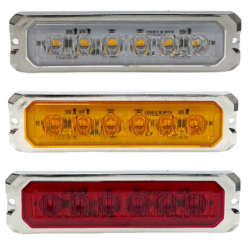 Otomatik Parmak Led Lamba Krom Mercekli 10 cm 6 Led 12V / 24V Kırmızı