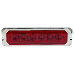Otomatik Parmak Led Lamba Krom Mercekli 10 cm 6 Led 12V / 24V Kırmızı
