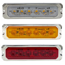 Otomatik Parmak Led Lamba Krom Mercekli Flaşlı 10 cm 6 Led 12V / 24V Beyaz