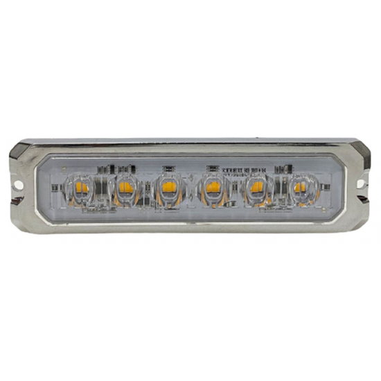 Otomatik Parmak Led Lamba Krom Mercekli Flaşlı 10 cm 6 Led 12V / 24V Beyaz