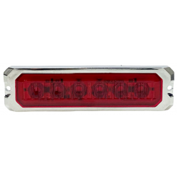 Otomatik Parmak Led Lamba Krom Mercekli Flaşlı 10 cm 6 Led 12V / 24V Kırmızı
