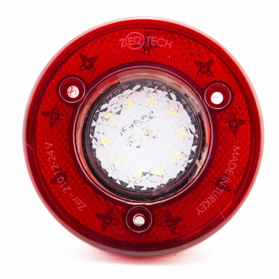 Yuvarlak Römork Stop Lambası 19 Led 12/24V Kırmızı/Beyaz