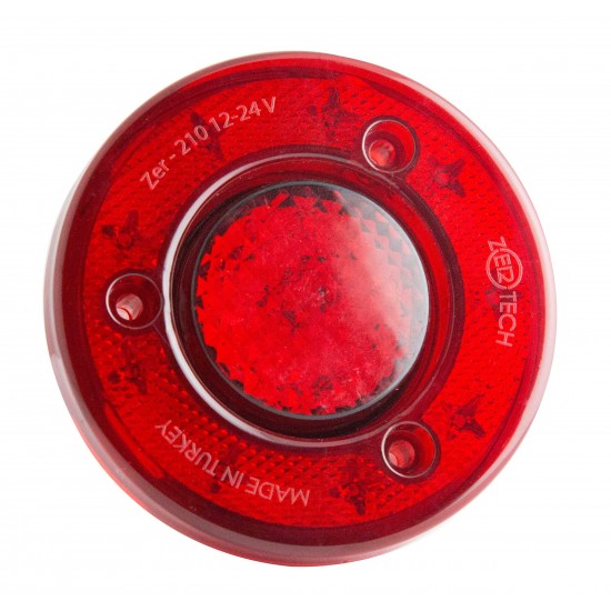Yuvarlak Römork Stop Lambası 19 Led 12/24V Kırmızı/Kırmızı