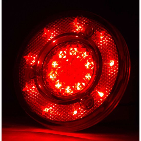 Yuvarlak Römork Stop Lambası 19 Led 12/24V Kırmızı/Kırmızı