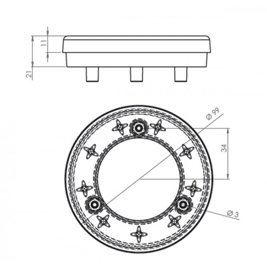 Yuvarlak Simit Tipi Römork Stop Lambası 9 Led 12/24V Beyaz