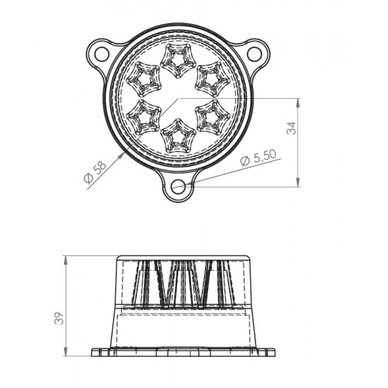 Yuvarlak Şapka Tipi Römork Stop Lambası 6 Led 12/24V Sarı