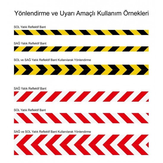 Sarı - Siyah Fosforlu Reflektif Şerit Bant 400mm X 23 Metre SOL