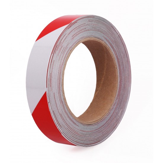 Red - White Phosphorescent Reflective Stripe Band 25mm X 23 Meter LEFT