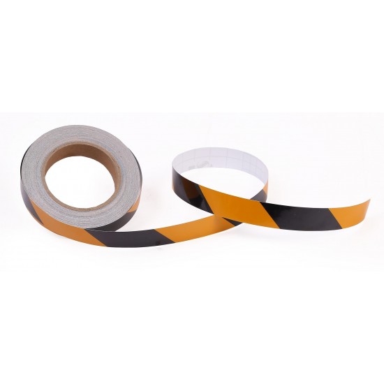 Sarı - Siyah Fosforlu Reflektif Şerit Bant 25mm X 23 Metre SOL