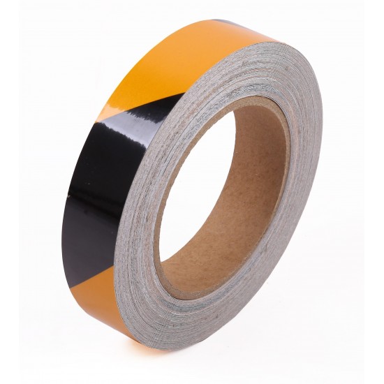 Sarı - Siyah Fosforlu Reflektif Şerit Bant 25mm X 23 Metre SOL