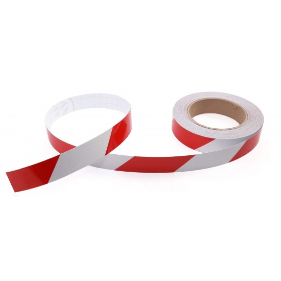 Red - White Phosphorescent Reflective Stripe Band 25mm X 23 Meter RIGHT