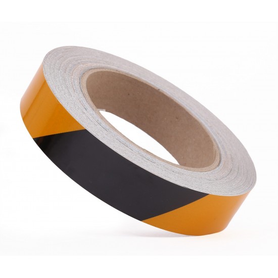 Sarı - Siyah Fosforlu Reflektif Şerit Bant 25mm X 23 Metre SAĞ