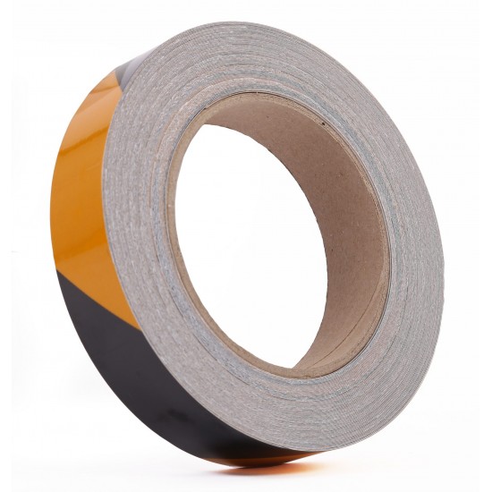 Sarı - Siyah Fosforlu Reflektif Şerit Bant 25mm X 23 Metre SAĞ