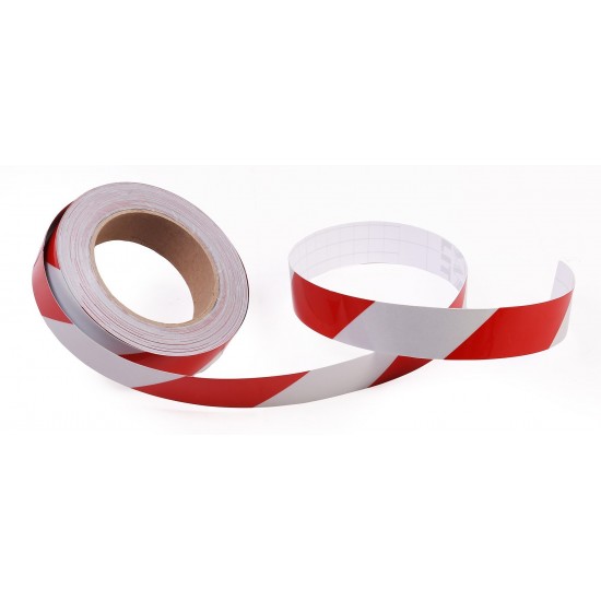 Kırmızı - Beyaz Fosforlu Reflektif Şerit Bant 30mm X 23 Metre SAĞ