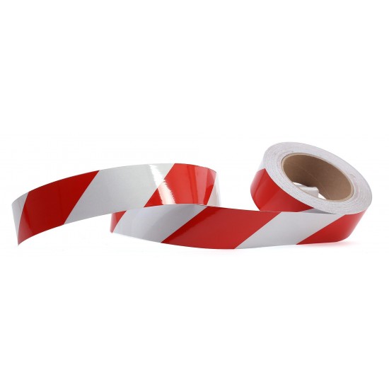Kırmızı - Beyaz Fosforlu Reflektif Şerit Bant 40mm X 23 Metre SAĞ