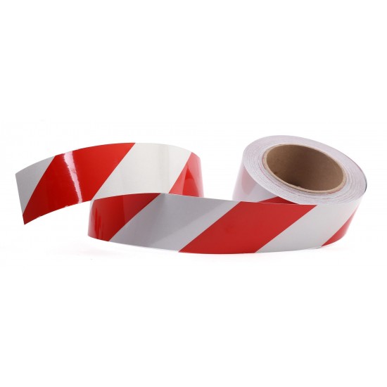 Kırmızı - Beyaz Fosforlu Reflektif Şerit Bant 50mm X 23 Metre SAĞ