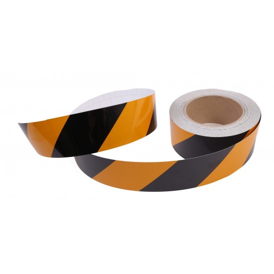 Sarı - Siyah Fosforlu Reflektif Şerit Bant 50mm X 23 Metre SAĞ